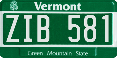 VT license plate ZIB581