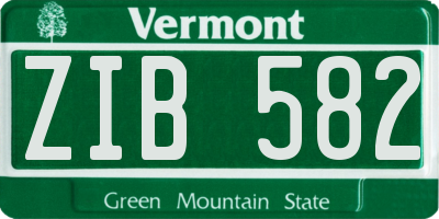 VT license plate ZIB582