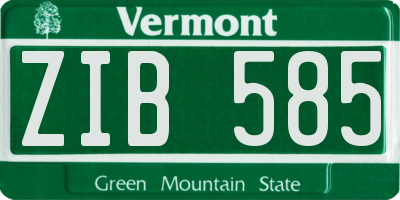 VT license plate ZIB585