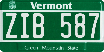 VT license plate ZIB587