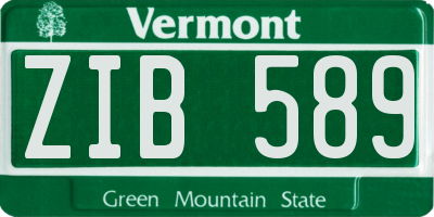 VT license plate ZIB589