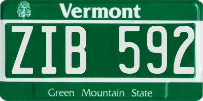 VT license plate ZIB592