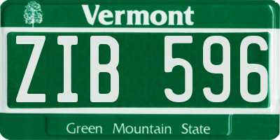 VT license plate ZIB596