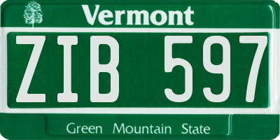 VT license plate ZIB597