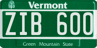 VT license plate ZIB600