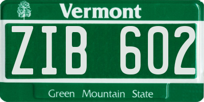 VT license plate ZIB602