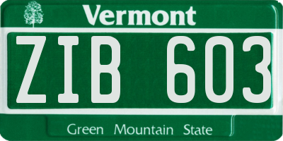 VT license plate ZIB603