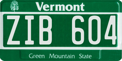 VT license plate ZIB604