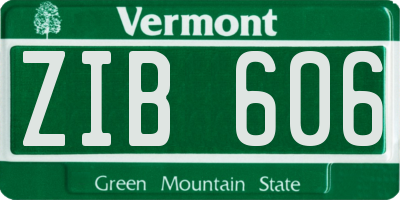 VT license plate ZIB606