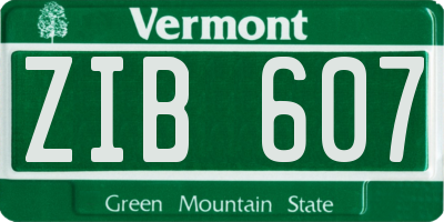 VT license plate ZIB607
