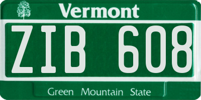VT license plate ZIB608