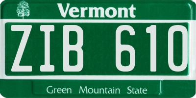VT license plate ZIB610