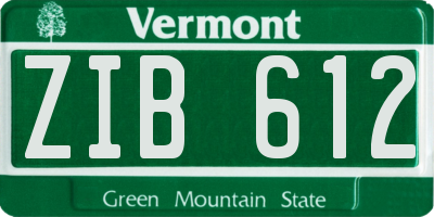 VT license plate ZIB612
