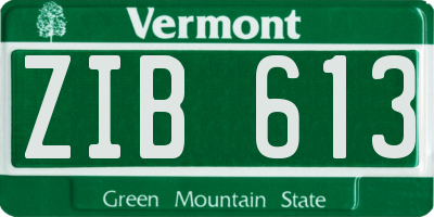 VT license plate ZIB613