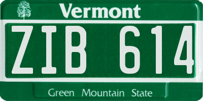 VT license plate ZIB614