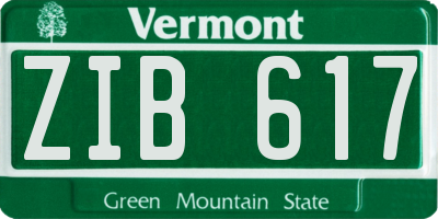 VT license plate ZIB617