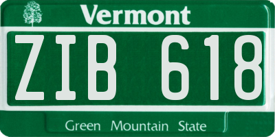 VT license plate ZIB618