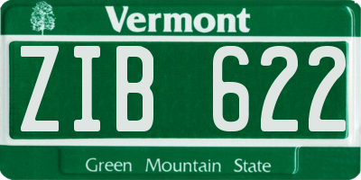 VT license plate ZIB622