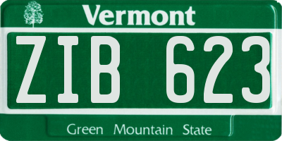 VT license plate ZIB623