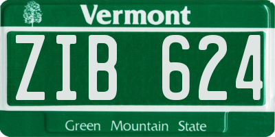 VT license plate ZIB624