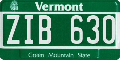 VT license plate ZIB630