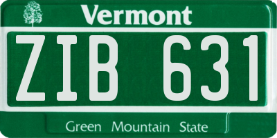 VT license plate ZIB631