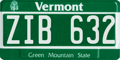 VT license plate ZIB632