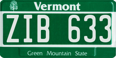 VT license plate ZIB633