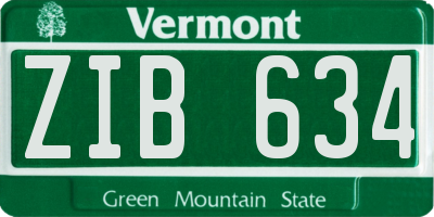 VT license plate ZIB634