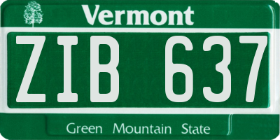 VT license plate ZIB637