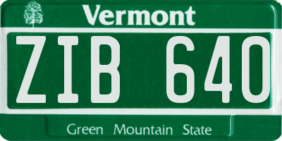 VT license plate ZIB640