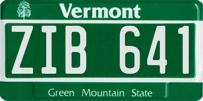 VT license plate ZIB641