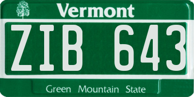 VT license plate ZIB643