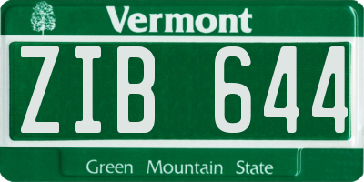 VT license plate ZIB644