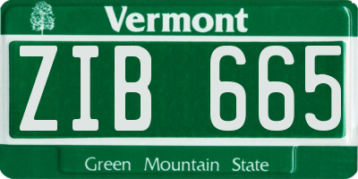 VT license plate ZIB665