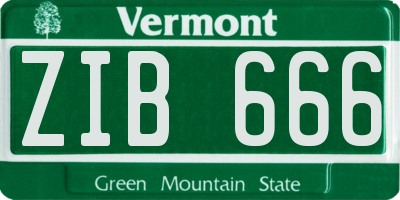 VT license plate ZIB666