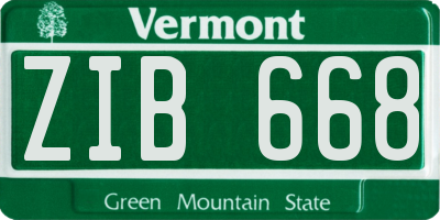 VT license plate ZIB668