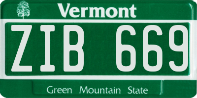 VT license plate ZIB669