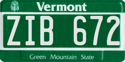 VT license plate ZIB672
