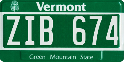 VT license plate ZIB674