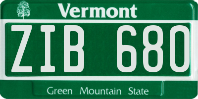 VT license plate ZIB680