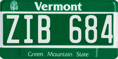 VT license plate ZIB684