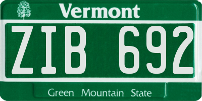 VT license plate ZIB692