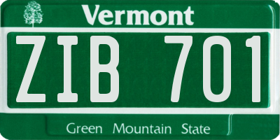 VT license plate ZIB701