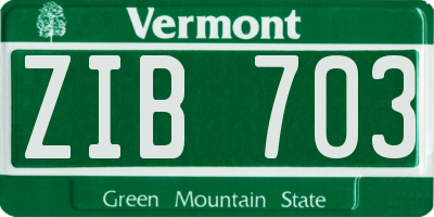 VT license plate ZIB703