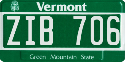 VT license plate ZIB706