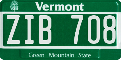 VT license plate ZIB708