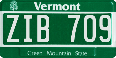 VT license plate ZIB709