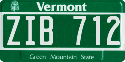 VT license plate ZIB712