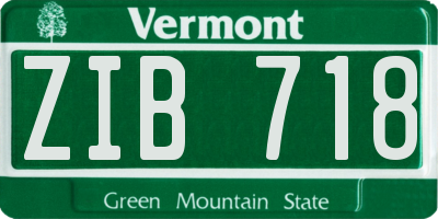 VT license plate ZIB718